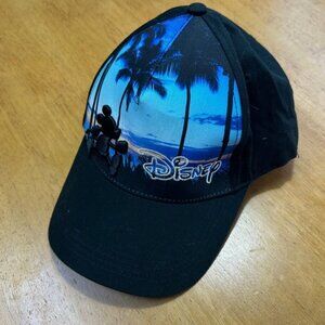Disney Mickey Mouse Sunset Baywatch Black Adults Adjustable Strapback Cap